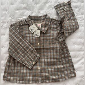 NWT Bonpoint Boy’s Brown Plaid Shirt